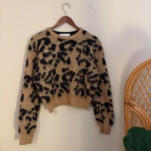 Modern Authentic Toga Pulla Wool Blend Cropped Fit Leopard Print Sweater 38
